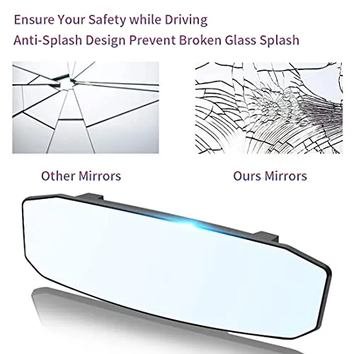 12" Large Rear View Mirror, Anti Glare Panoramic Rearview Mirror, Universal Wide Angle Rear View Mirror, Interior Clip On Rear View Mirror for Car SUV Trucks (12” L X 3.5” H) Convex Curve 300mm