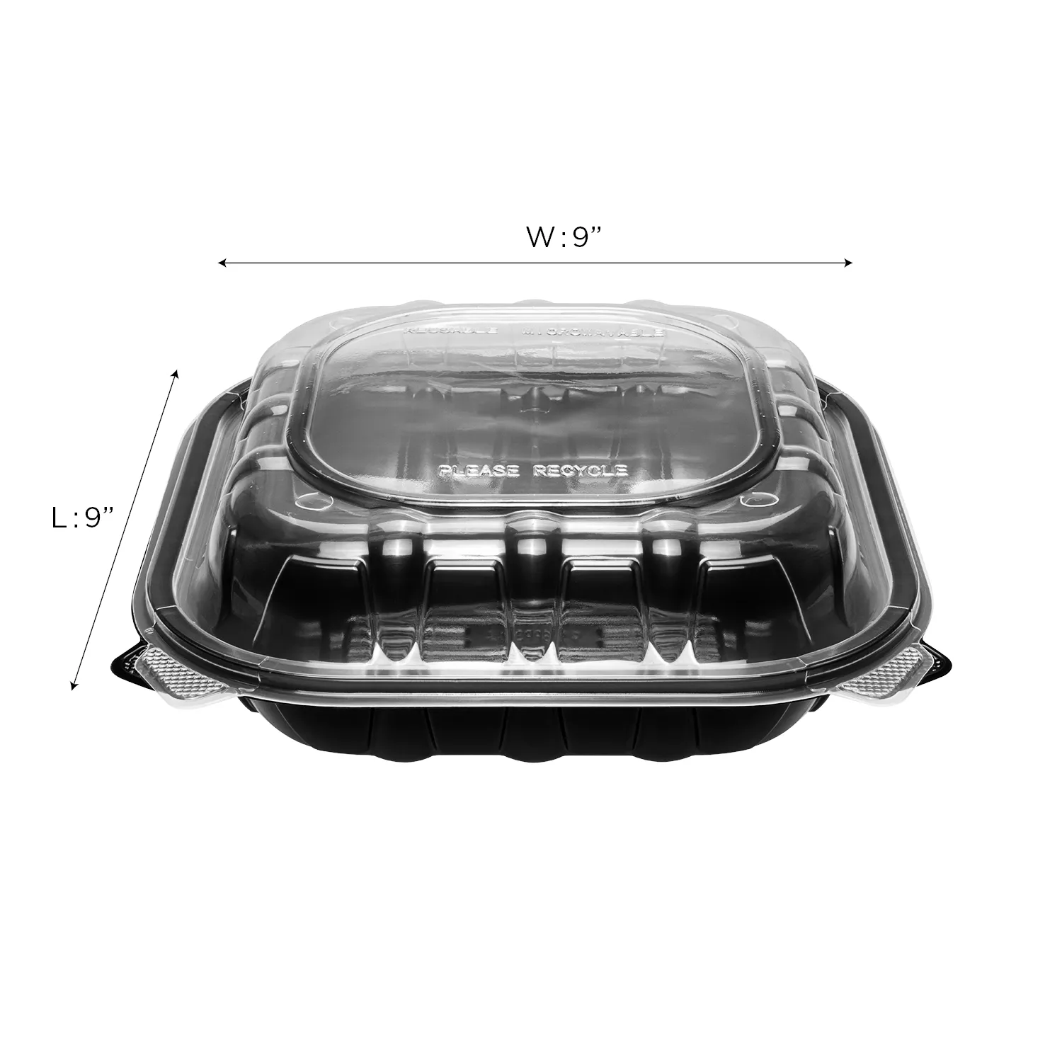 [150 ct] 9" x 9" 3-Comparment Premium PP Hinged Container
