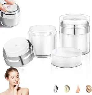 2 Pcs 50ml Vacuum Pump Clear Bottle Jar for Cream Lotion