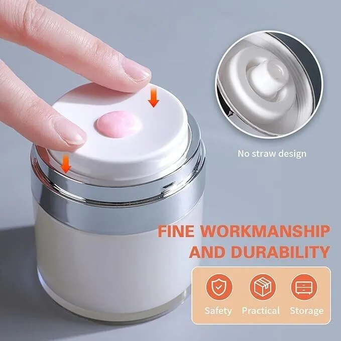 2 Pcs 50ml Vacuum Pump Clear Bottle Jar for Cream Lotion