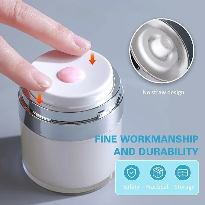 2 Pcs 50ml Vacuum Pump Clear Bottle Jar for Cream Lotion