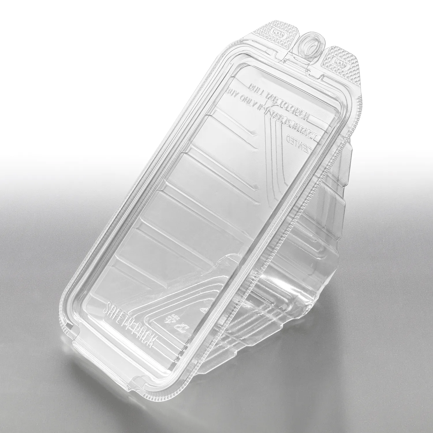 [200 ct] 17oz PET Tamper Resistant Hinged Sandwich Wedge Container, Clear