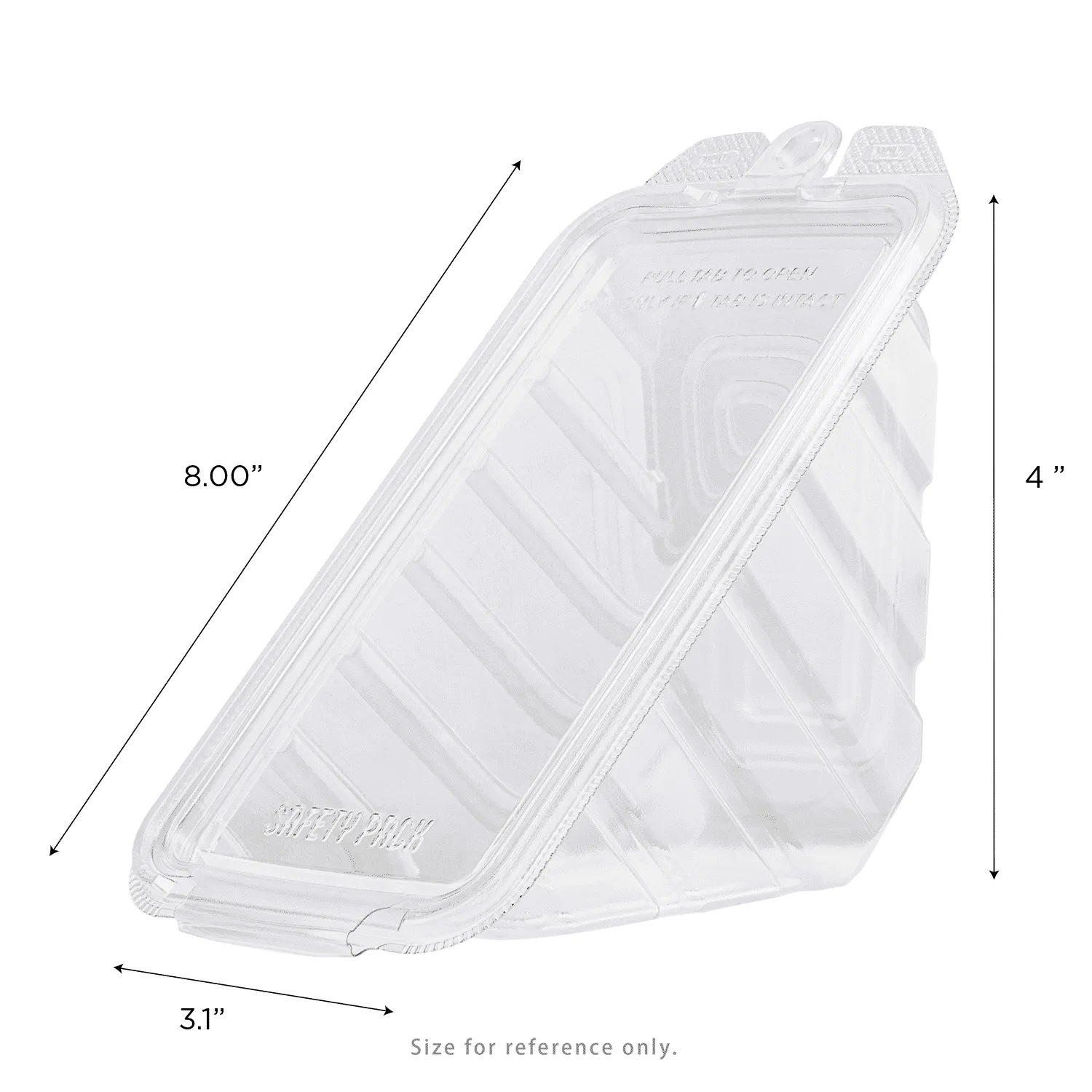 [200 ct] 17oz PET Tamper Resistant Hinged Sandwich Wedge Container, Clear