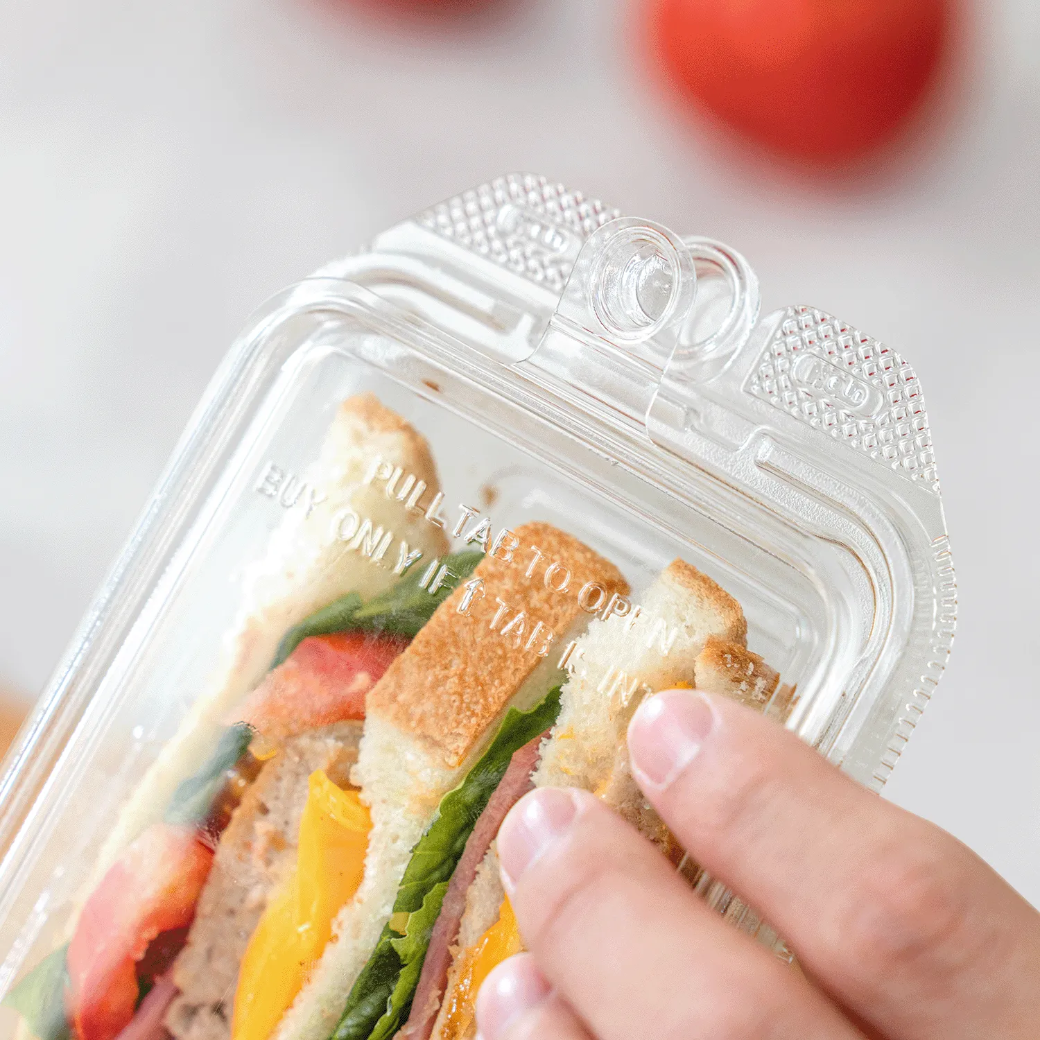 [200 ct] 17oz PET Tamper Resistant Hinged Sandwich Wedge Container, Clear