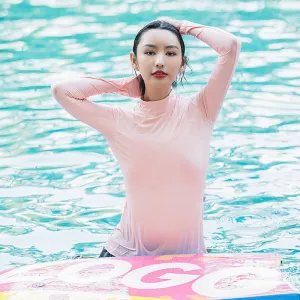 2021 New!!! Women's Swimsuit Long Sleeve Surfing Diving Shirts  Top Quick Dry Swimwear UPF50  Storage Pocket Sizes S - XL