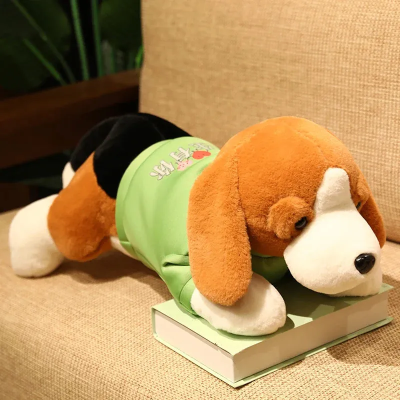 40-80CM Kawaii Stuffed Dog Plush Toy Lying Beagle Puppy Dog with Clothes Soft Pillows Cute Animals Doll Baby Girl Birthday Gift