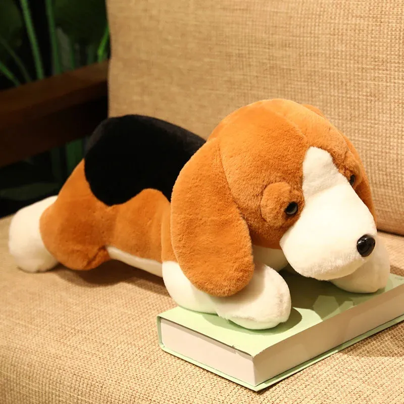 40-80CM Kawaii Stuffed Dog Plush Toy Lying Beagle Puppy Dog with Clothes Soft Pillows Cute Animals Doll Baby Girl Birthday Gift