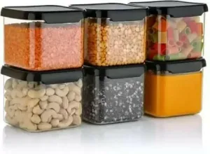 6-Piece Black Air-Tight Kitchen Organizer Set for Effortless Storage (500ml each)