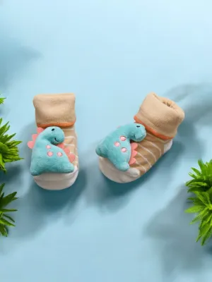Adorable Baby Dinosaur 3D Socks with Striped Design
