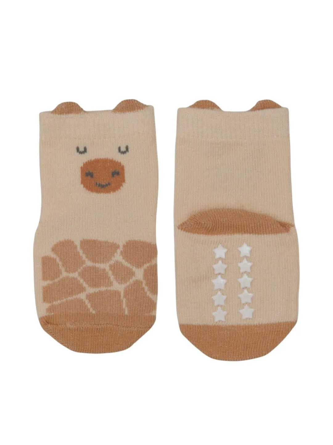 Adorable Monkey and Giraffe Design Socks For Boys- Beige & Brown
