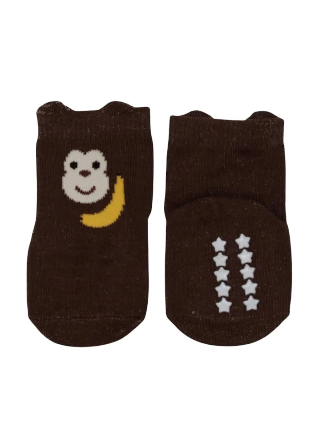Adorable Monkey and Giraffe Design Socks For Boys- Beige & Brown