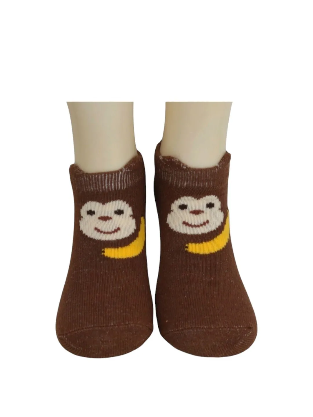Adorable Monkey and Giraffe Design Socks For Boys- Beige & Brown