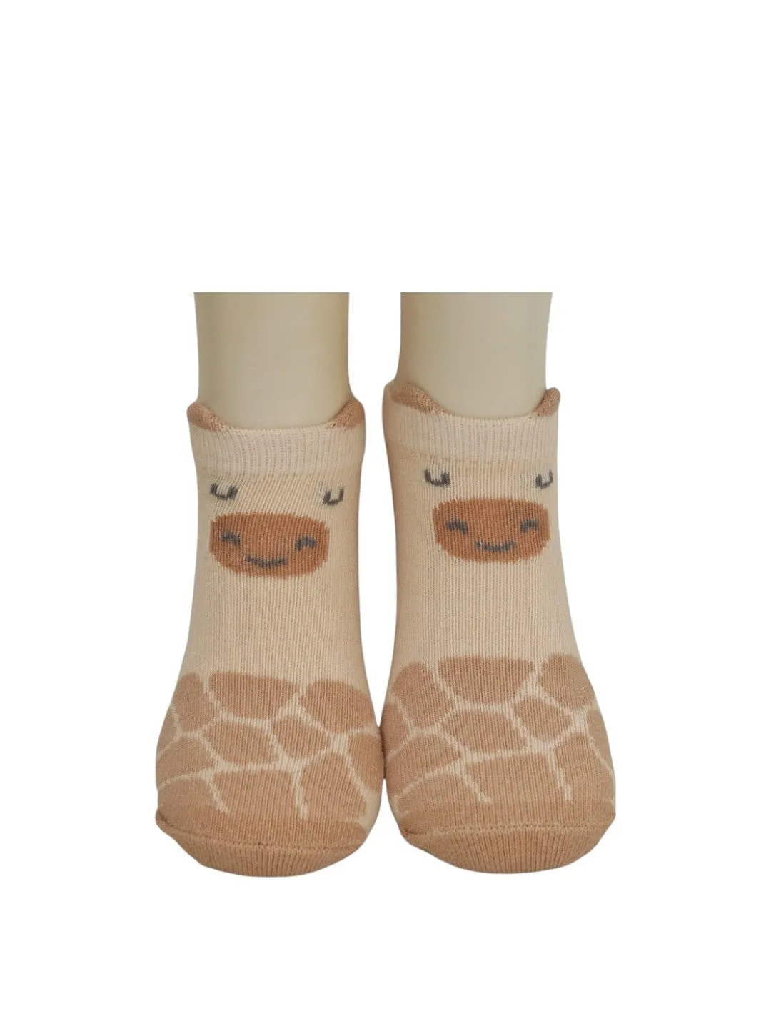 Adorable Monkey and Giraffe Design Socks For Boys- Beige & Brown