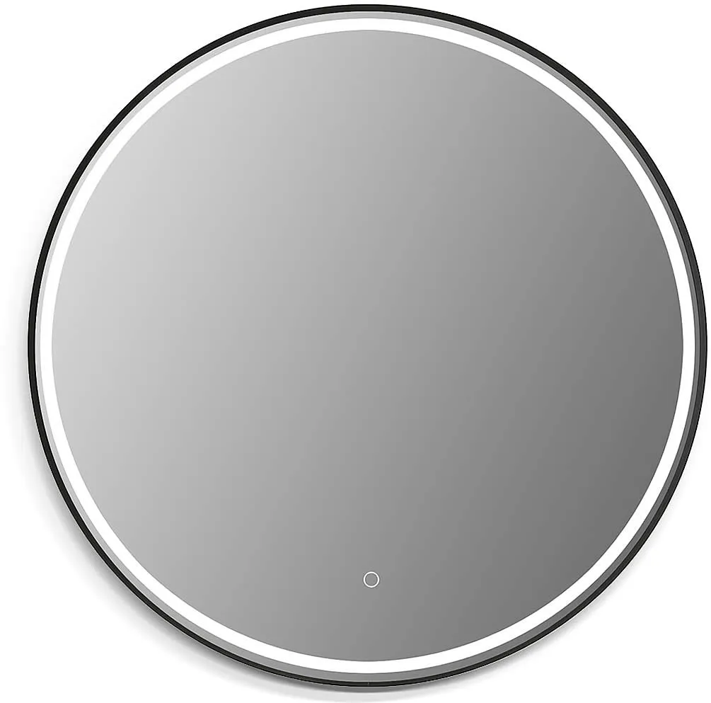 Altair Palme, Gloss Black Frame, 24" or 32" Diameter Anti-Fog Variable LED Bathroom Vanity Mirror