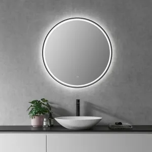 Altair Palme, Gloss Black Frame, 24" or 32" Diameter Anti-Fog Variable LED Bathroom Vanity Mirror