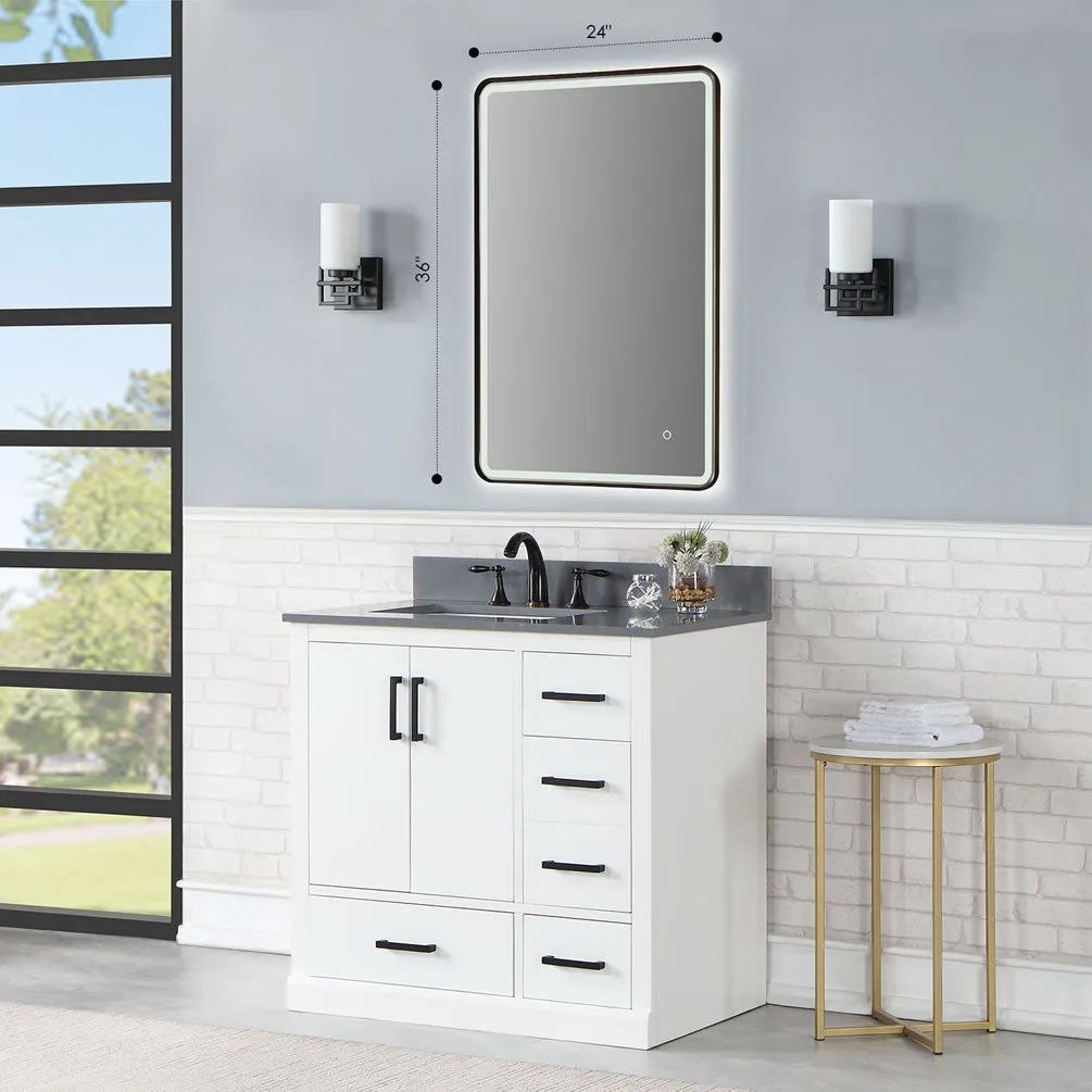 Altair Viaggi 24" Wide Anti-Fog Dimmable Bathroom LED Vanity Mirror, Matte Black or Brushed Gold