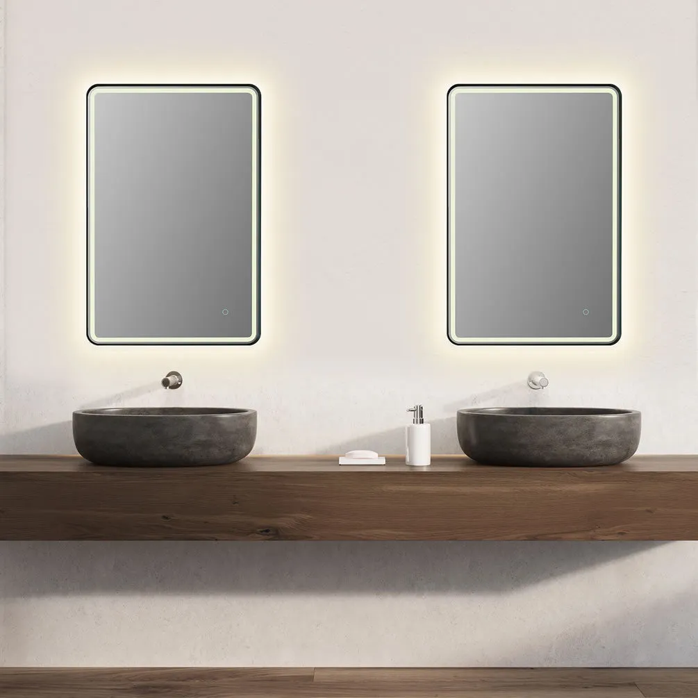 Altair Viaggi 24" Wide Anti-Fog Dimmable Bathroom LED Vanity Mirror, Matte Black or Brushed Gold