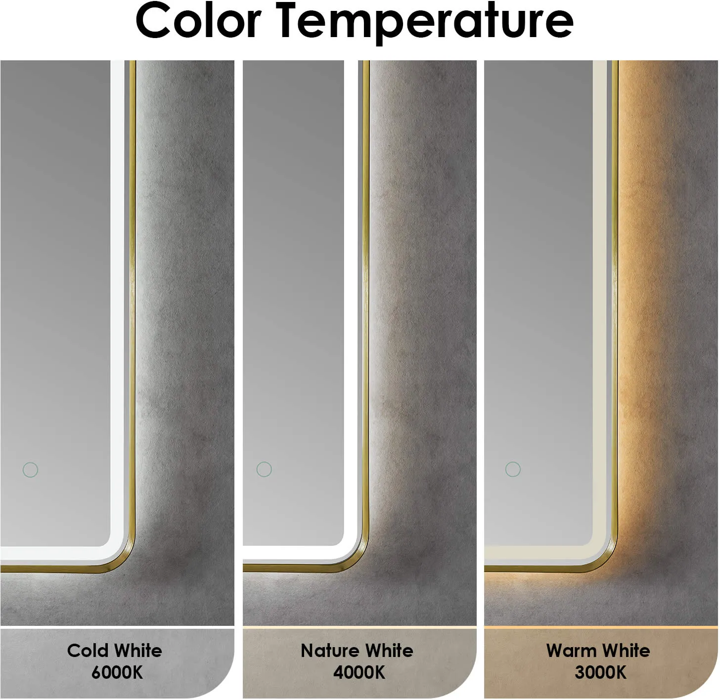 Altair Viaggi 24" Wide Anti-Fog Dimmable Bathroom LED Vanity Mirror, Matte Black or Brushed Gold