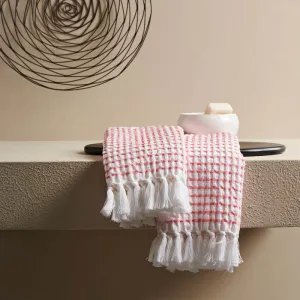 Alyssa Waffle Hand Towel (Peach) - Set Of Two