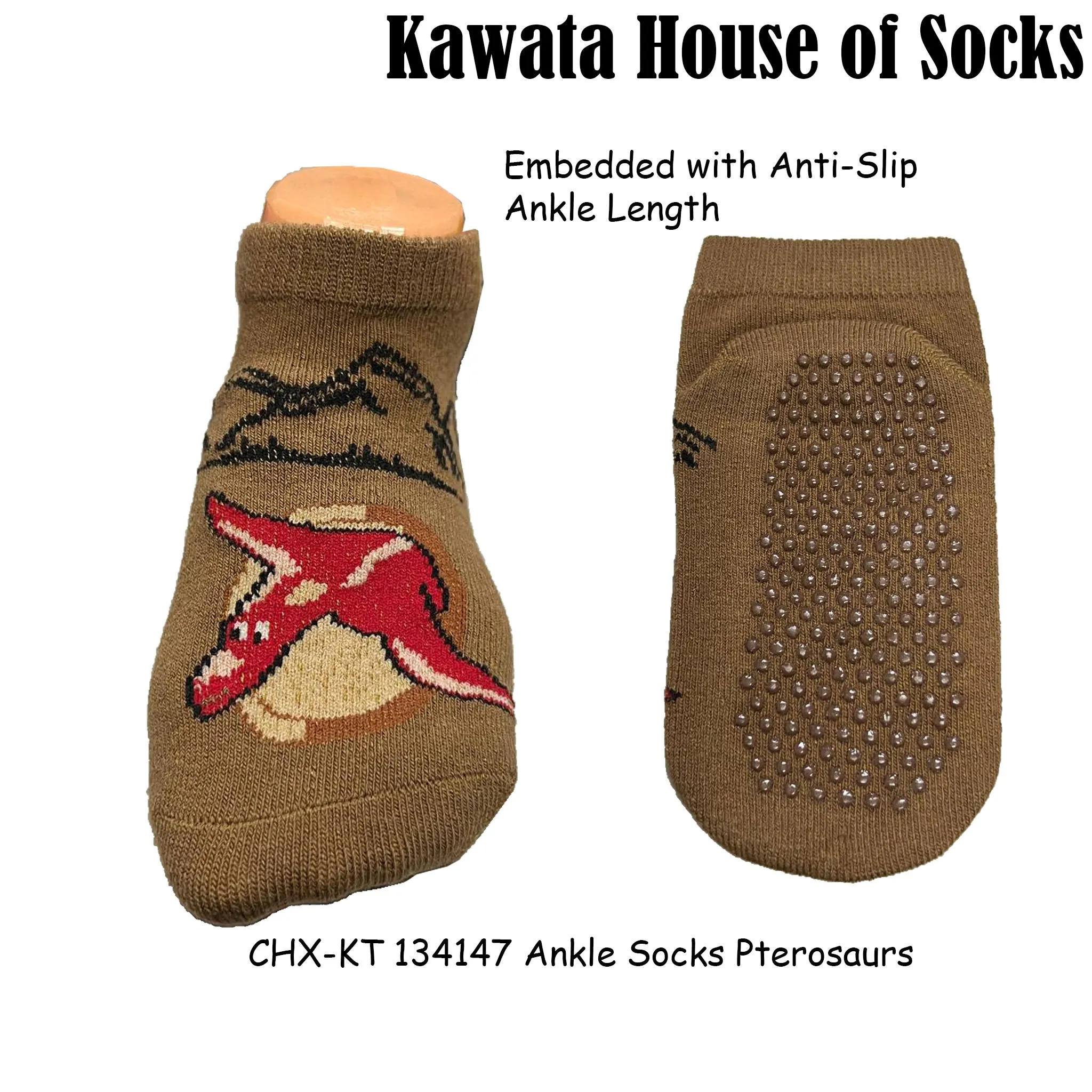 Anti Slip Ankle Socks - Pterosaurs (Baby to Kids age )