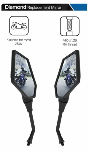 Aprilia Caponord 1000 Diamond Motorcycle Motorbike Rear View Mirror Glass Right and Left Side 10mm Pair