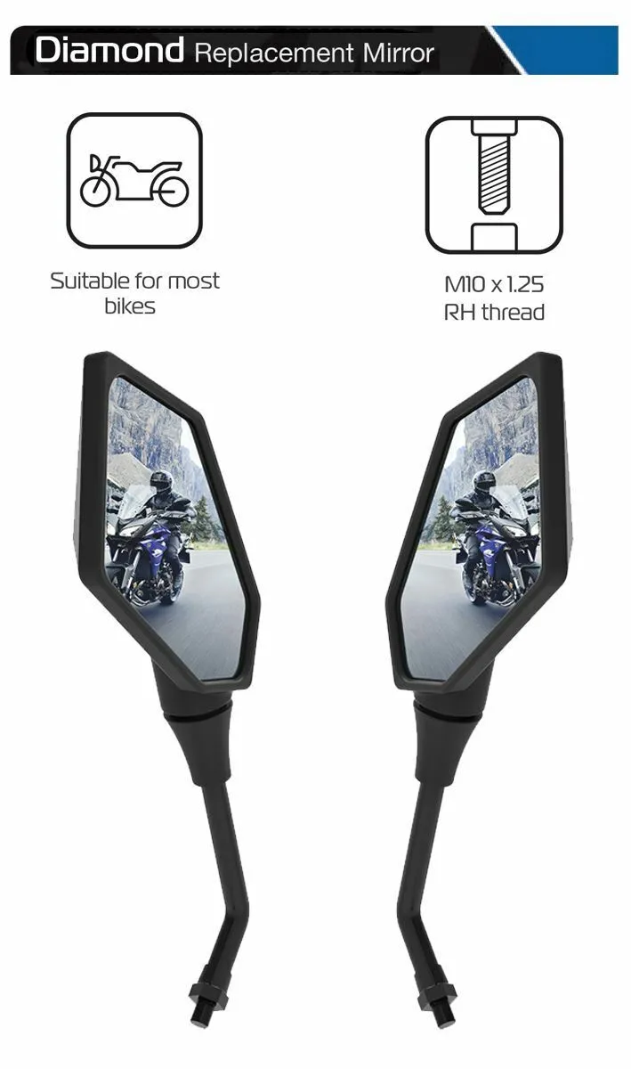 Aprilia Caponord 1000 Diamond Motorcycle Motorbike Rear View Mirror Glass Right and Left Side 10mm Pair
