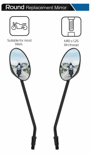 Aprilia Caponord 1200 Round Motorcycle Rear View Mirror Glass Left and Right Side Pair 10mm