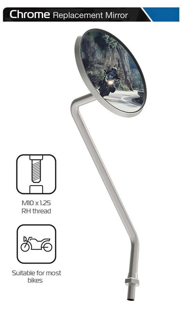Aprilia Habana Chrome Motorcycle Motorbike Rear View Mirror Glass Left Side 10mm OX569