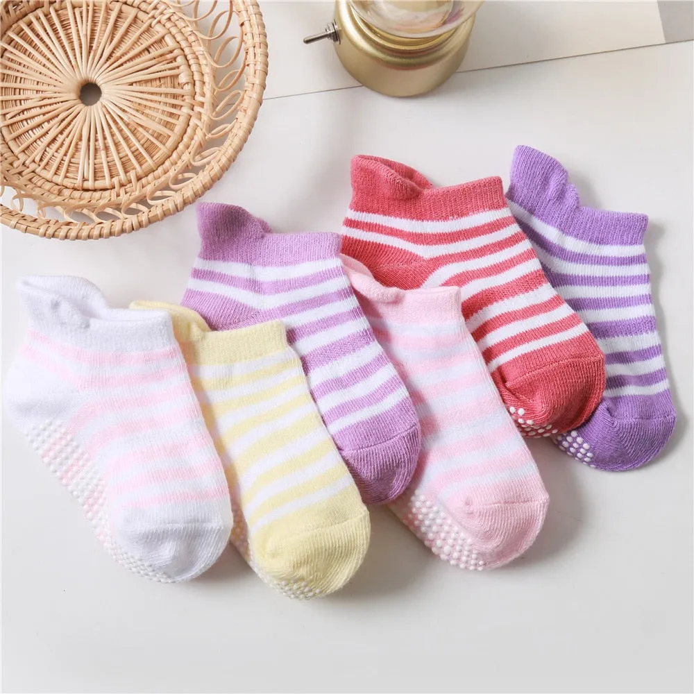 Baby/Kids 6 Pairs/lot Anti-slip Ankle Socks With Grip