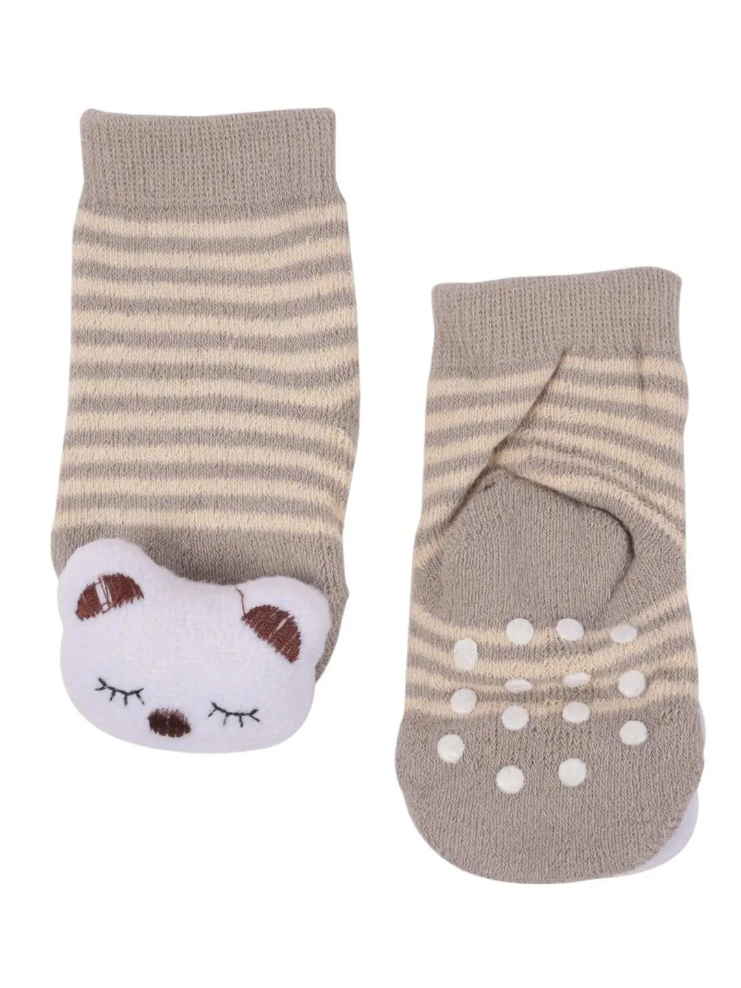 Bear Face Striped Ankle Socks for Boys