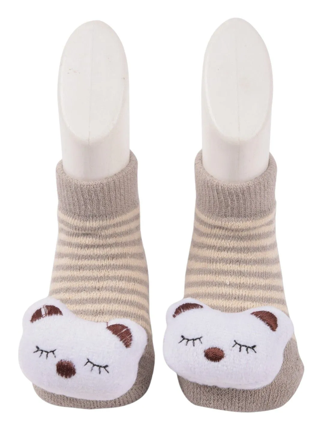 Bear Face Striped Ankle Socks for Boys