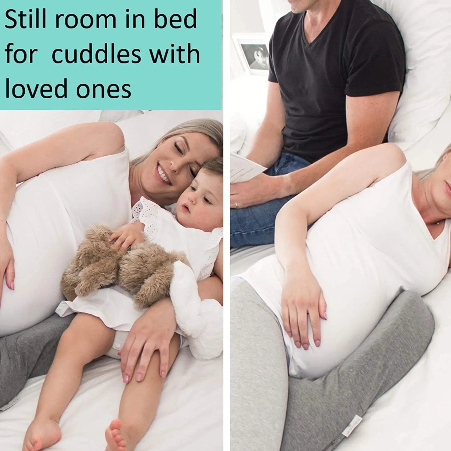 BelliPod Pregnancy Pillow Maternity Pillow Cotton with Cover Body Pillow, Grey