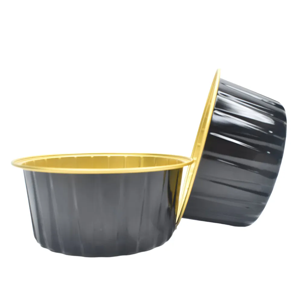 Black Round Foil Containers With Lid – 50-Piece Pack CL079