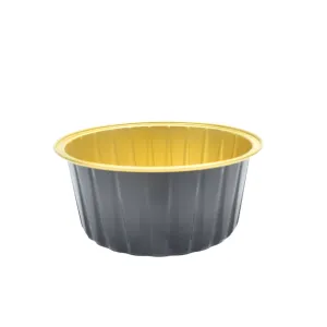 Black Round Foil Containers With Lid – 50-Piece Pack CL079