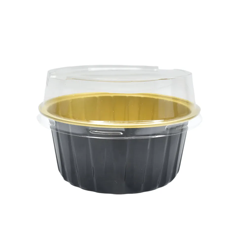Black Round Foil Containers With Lid – 50-Piece Pack CL079