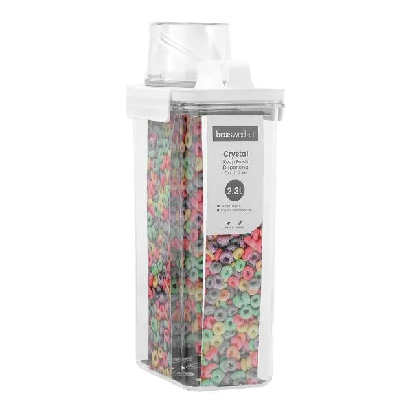 Boxsweden Crystal Clear Keep Fresh Dispensing Container With Measuring Cup - 2.3L