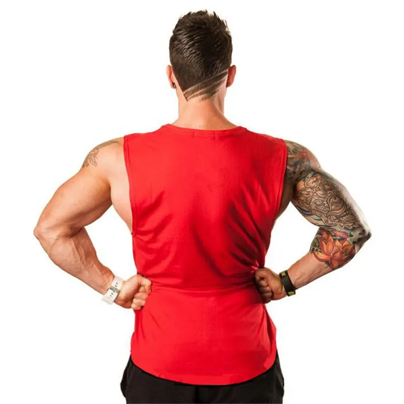 Brand Men's Muslce Vest Tank Tops Bodybuilding Fitness Men Cotton Singlets Plus size O-Neck Tank Man Sporting Sleeveless Shirt