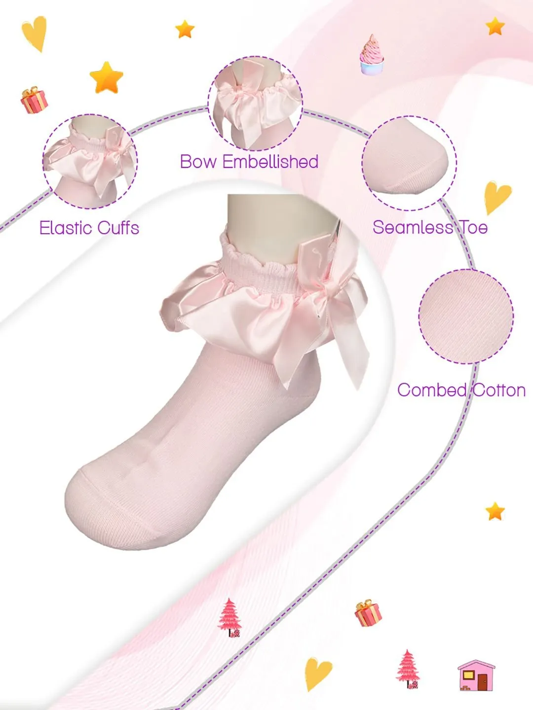 Charming Baby Bow-Knot Socks Set – Pink and White Combo