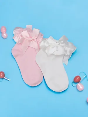 Charming Baby Bow-Knot Socks Set – Pink and White Combo
