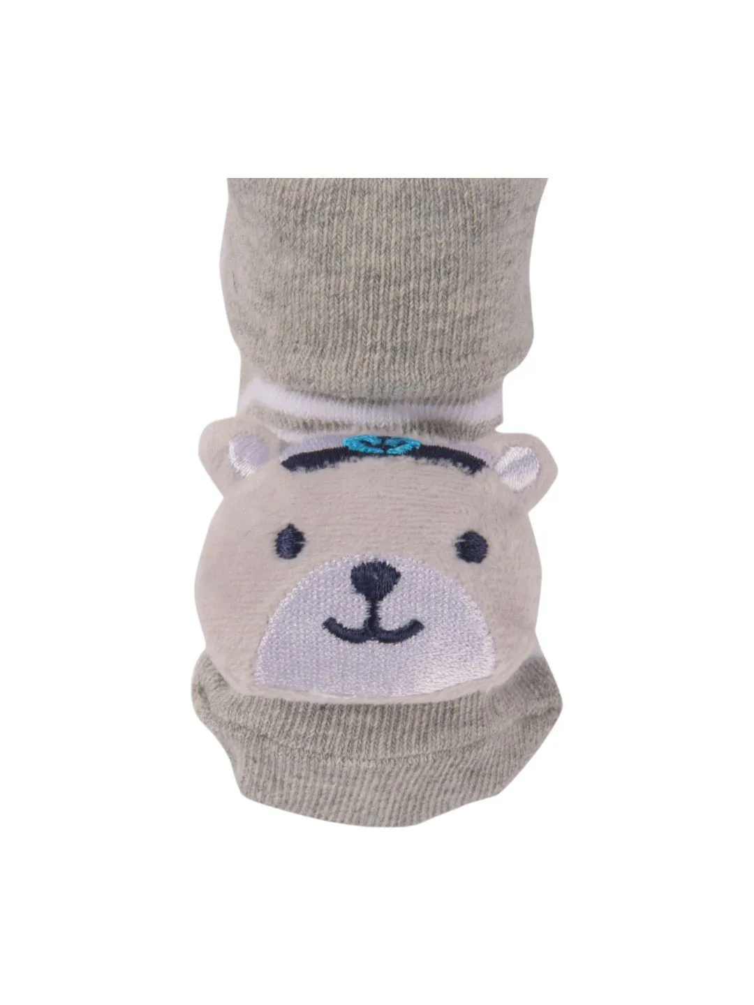 Charming Baby Socks with Bear Face and Striped Design – Soft and Cozy