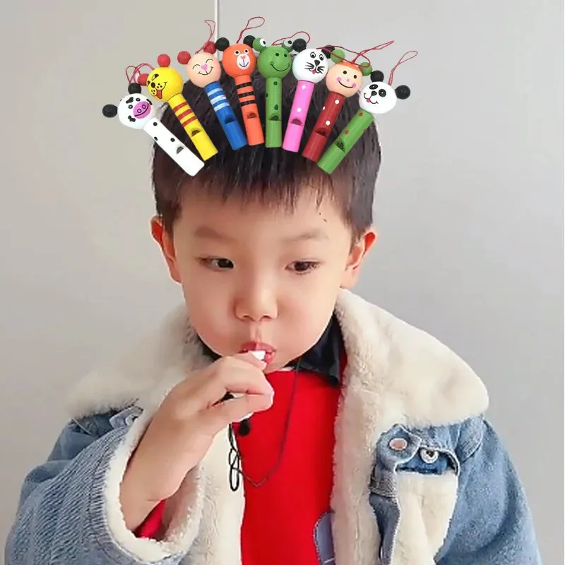 Charming Wooden Animal Whistles - Fun Mini Musical Toy Set for Kids