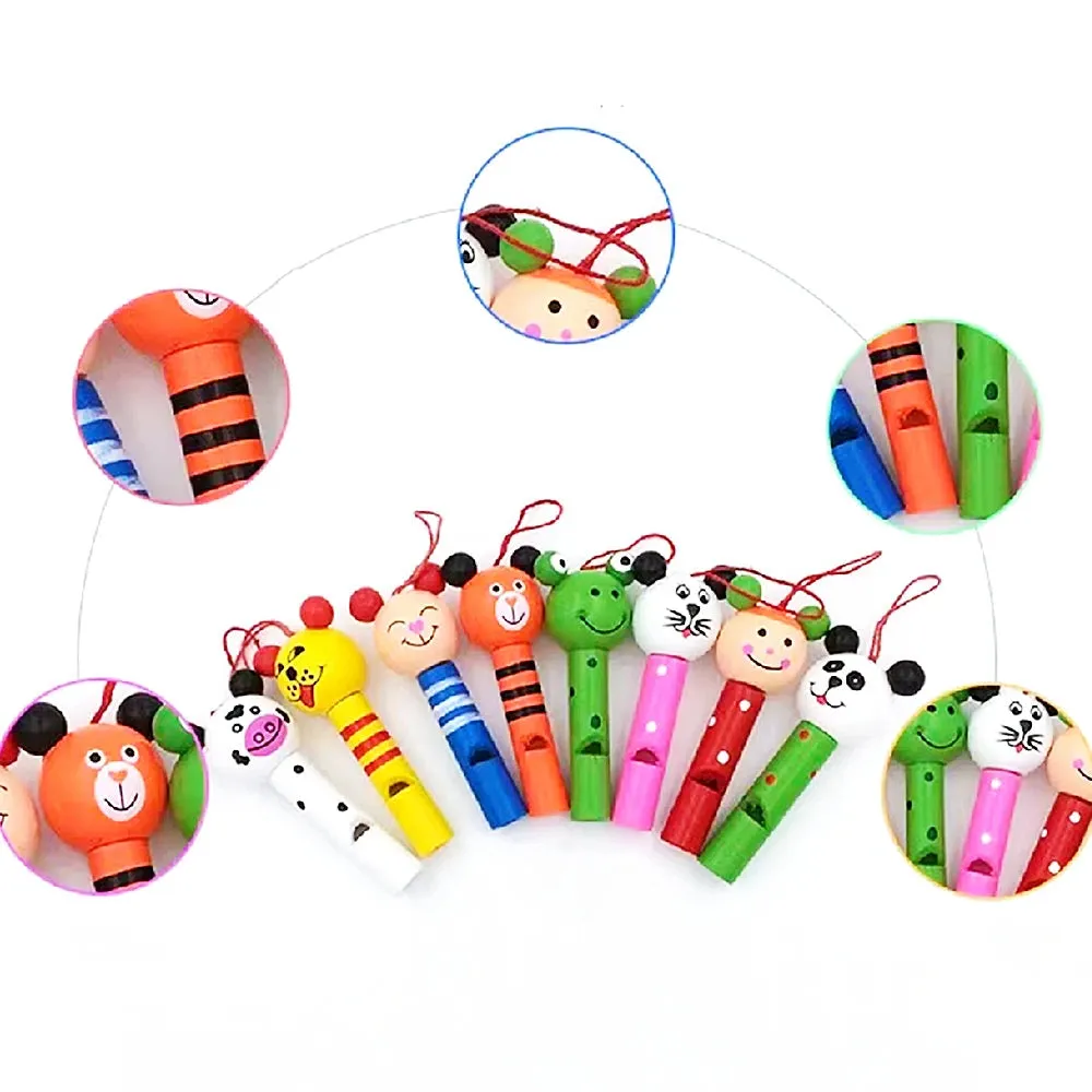 Charming Wooden Animal Whistles - Fun Mini Musical Toy Set for Kids