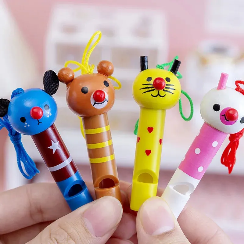 Charming Wooden Animal Whistles - Fun Mini Musical Toy Set for Kids