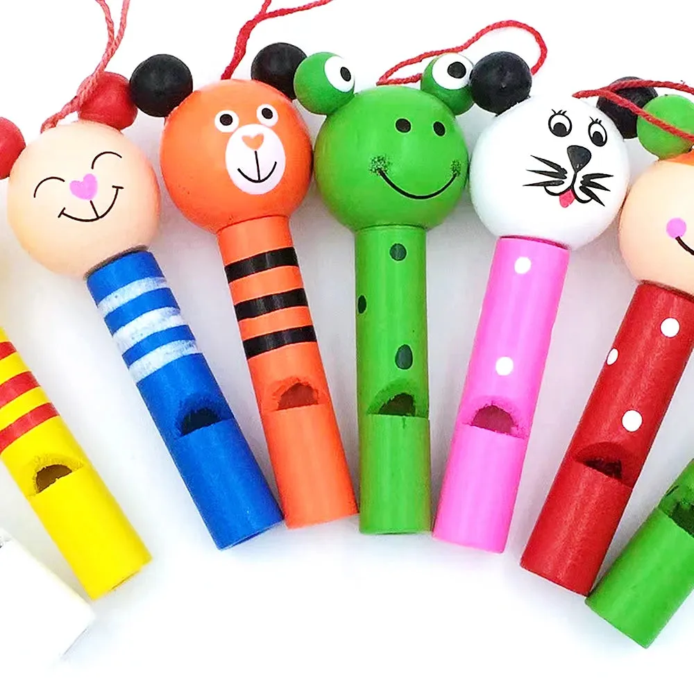 Charming Wooden Animal Whistles - Fun Mini Musical Toy Set for Kids