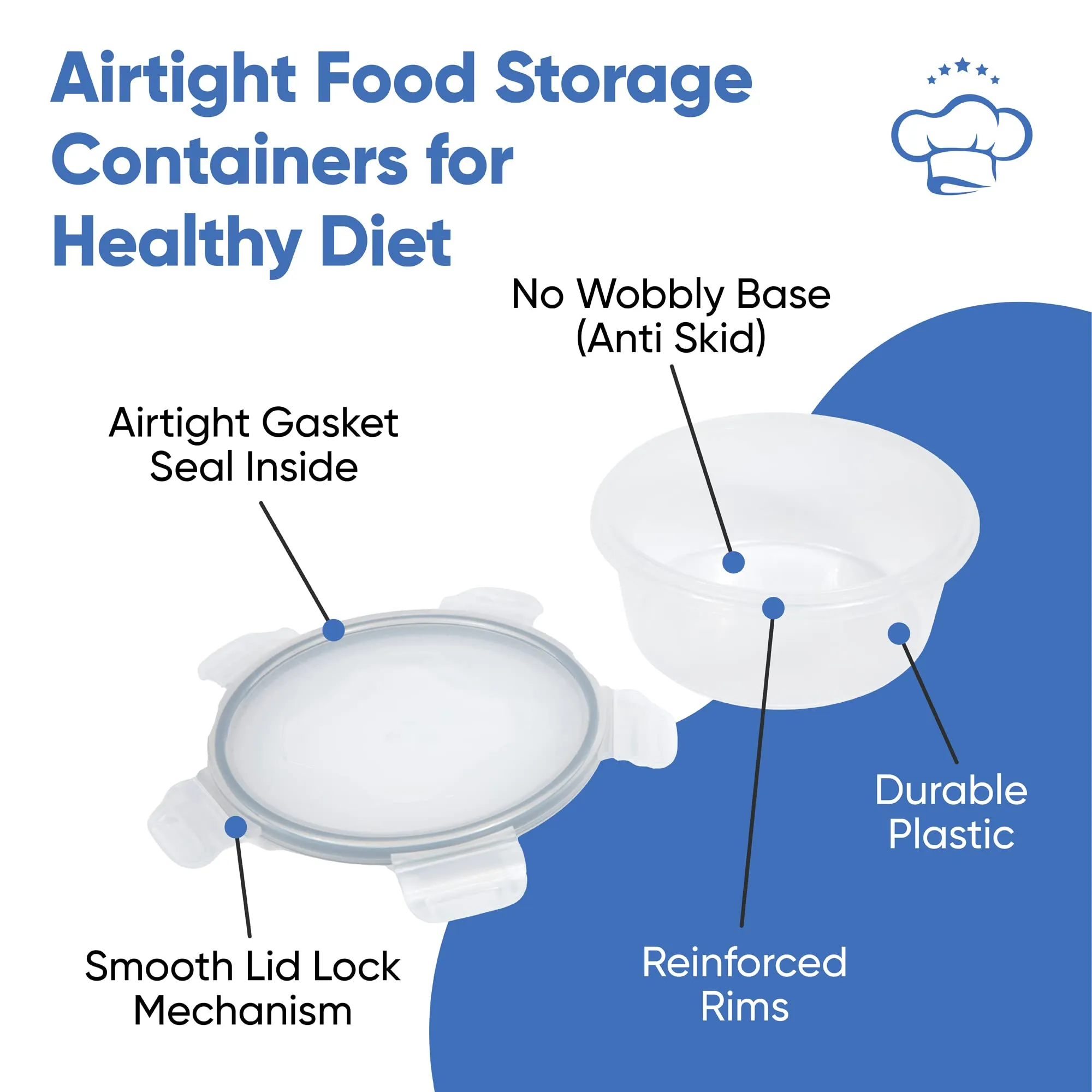 Chef's Path 32 Piece Plastic Food Storage Containers with Lids (16 Lids   16 Containers), Airtight Plastic Containers for Pantry & Kitchen Organization - Kitchen Storage Containers - Food Containers