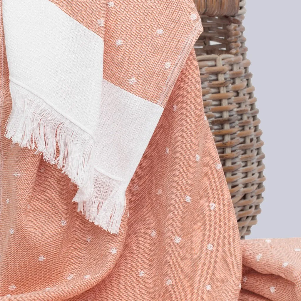 Coral Dot Fouta Towel Spa Bundle (2 Wash   2 Hand   4 Bath Towels)