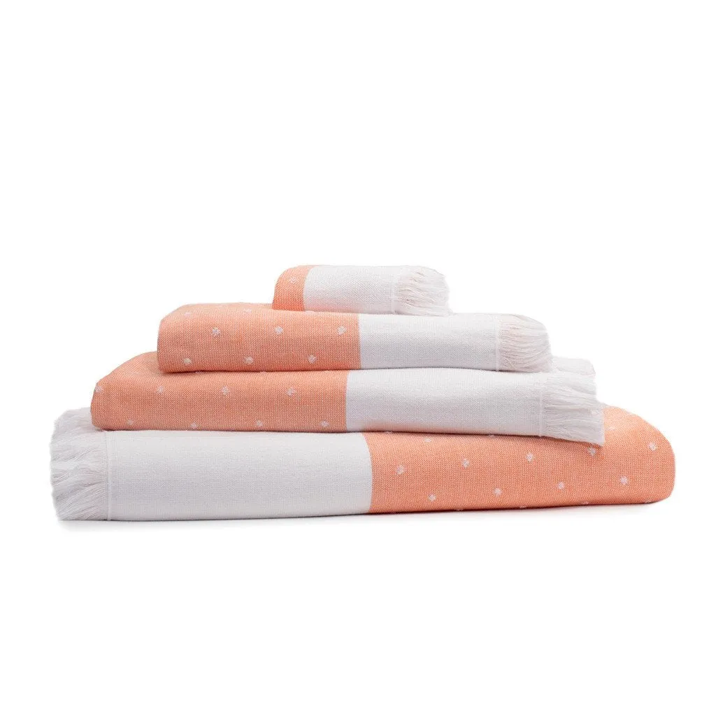 Coral Dot Fouta Towel Spa Bundle (2 Wash   2 Hand   4 Bath Towels)