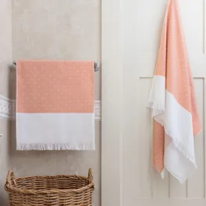 Coral Dot Fouta Towel Spa Bundle (2 Wash   2 Hand   4 Bath Towels)