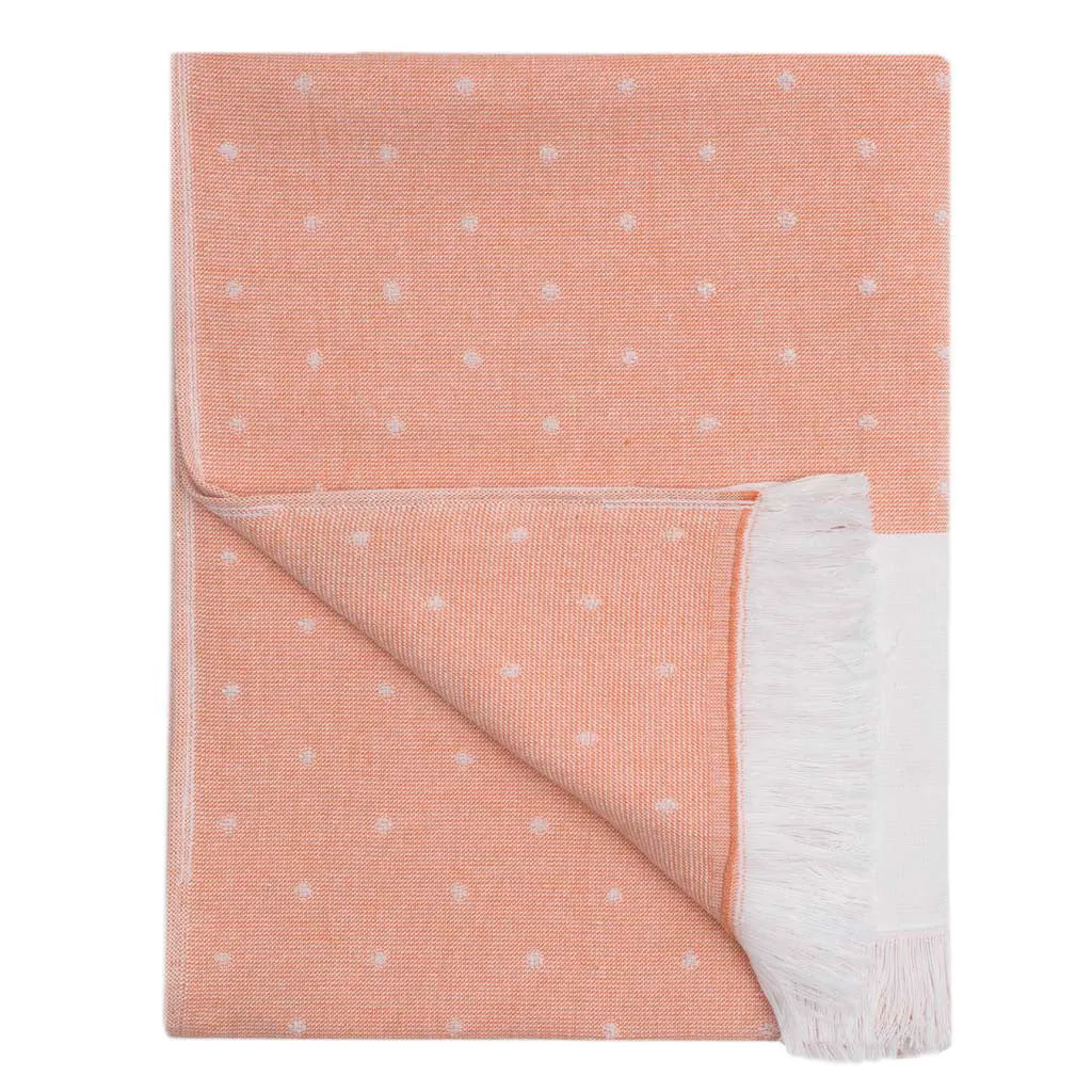 Coral Dot Fouta Towel Spa Bundle (2 Wash   2 Hand   4 Bath Towels)