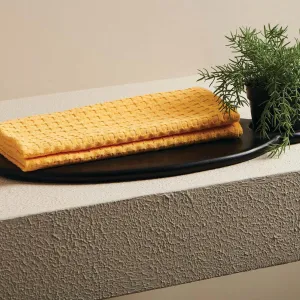 Crayon Solid Textured Waffle Hand Towel-Sunflower